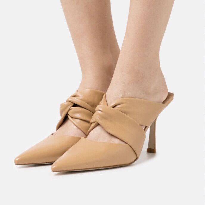 Jeffery Campbell Tied Up Nude Pointed Toe Heeled Mule